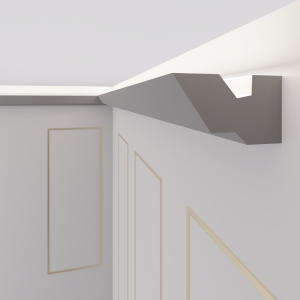 Stuckleiste LED , 20 Meter + 4 Innenecken OL-12 Grau